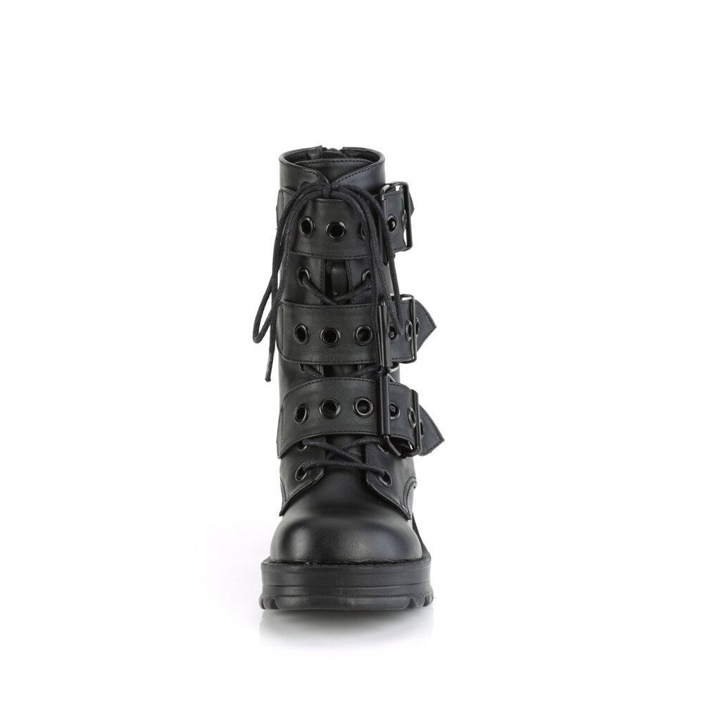 Demonia Bratty-118 Black Vegan Combat Style Boot - Picture 2 of 4